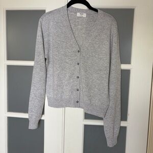 Aritzia Bare Cashmere V-Neck Cardigan Heather Chrome